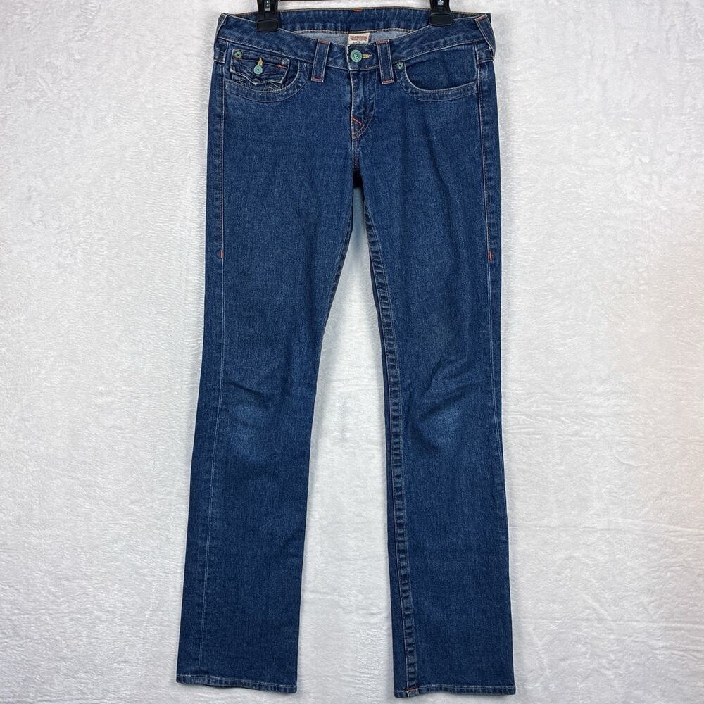 True Religion Billy Jeans Womens 30 Blue Y2K Straight Leg Low Rise Rocker Indie